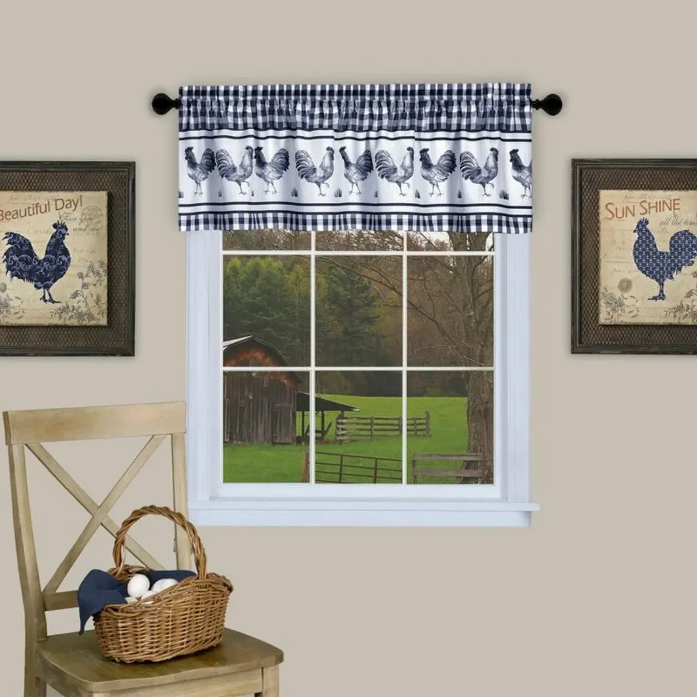 PowerSellerUSA Window Curtain Valance, Country Rooster Decor for Kitchen and